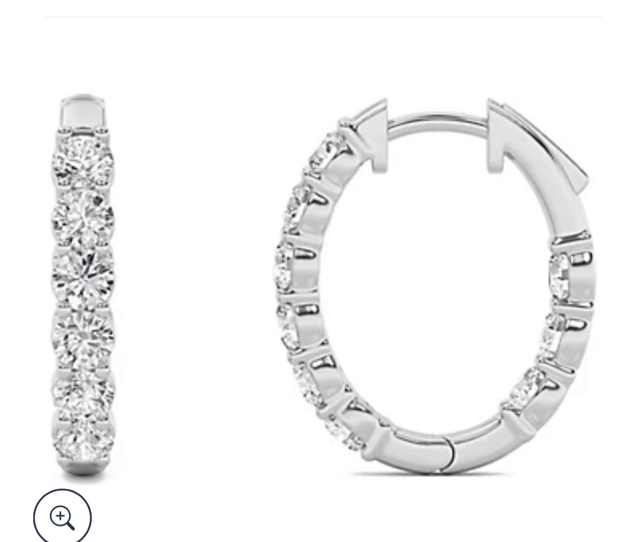 2.82 Ct Lab Diamond Inside Out Oval Hoop Earrings
