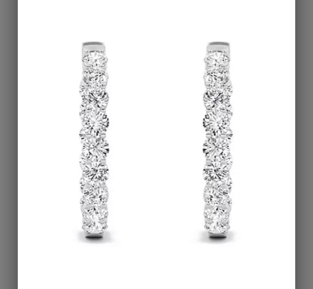 2.82 Ct Lab Diamond Inside Out Oval Hoop Earrings