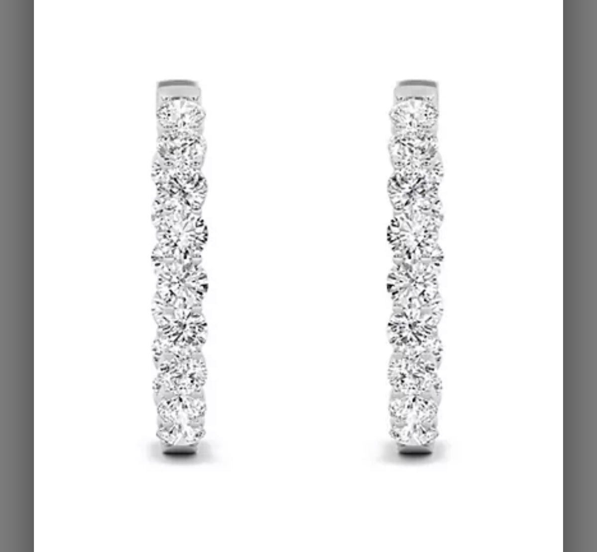 2.82 Ct Lab Diamond Inside Out Oval Hoop Earrings