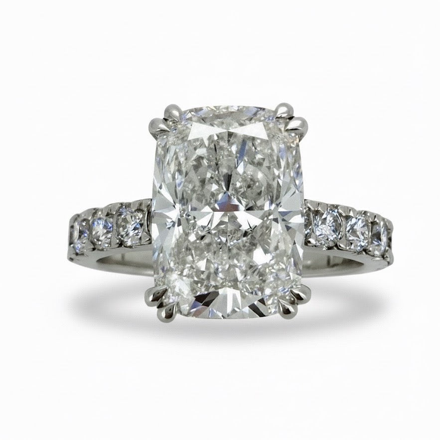 4.87 Ct Cushion Cut Lab Diamond Engagement Ring Gold IGI Certified