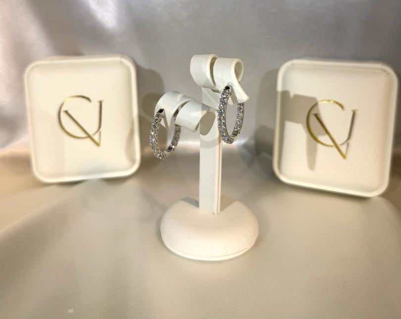 2.82 Ct Lab Diamond Inside Out Oval Hoop Earrings