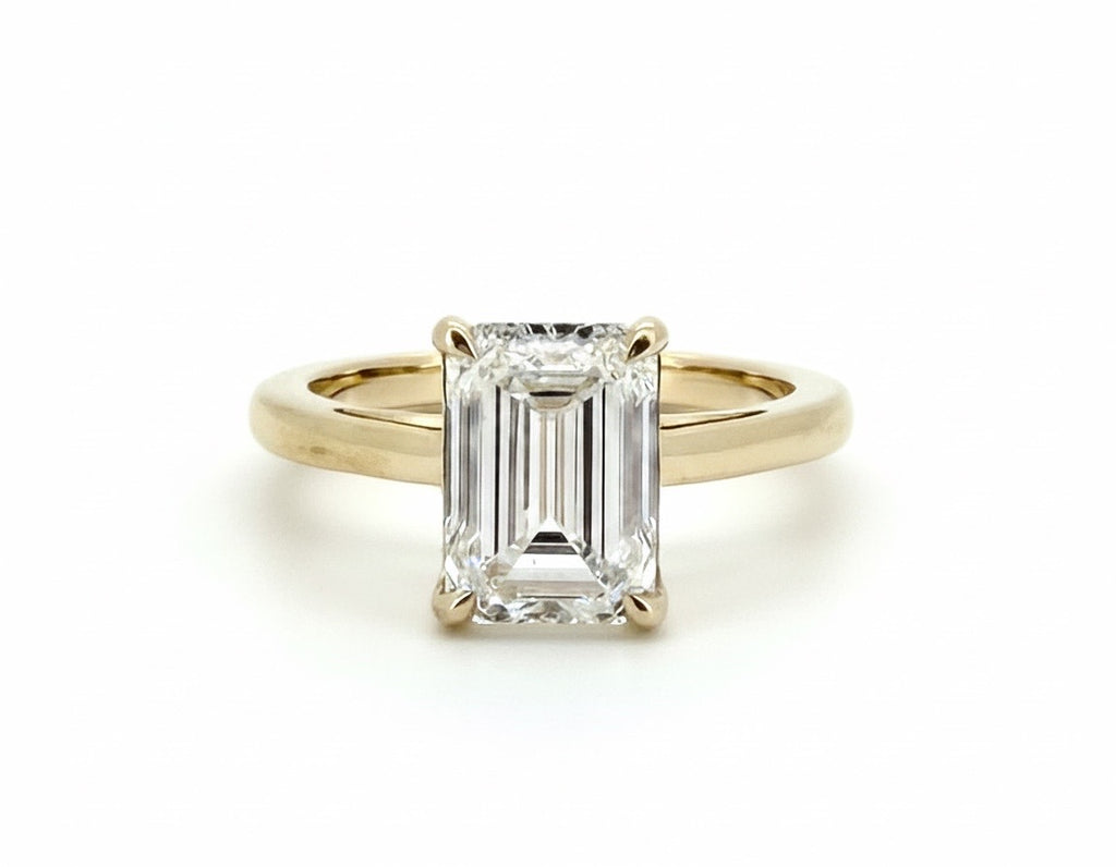 3 Ct Emerald Cut Lab Diamond Engagement Ring Gold IGI Certified