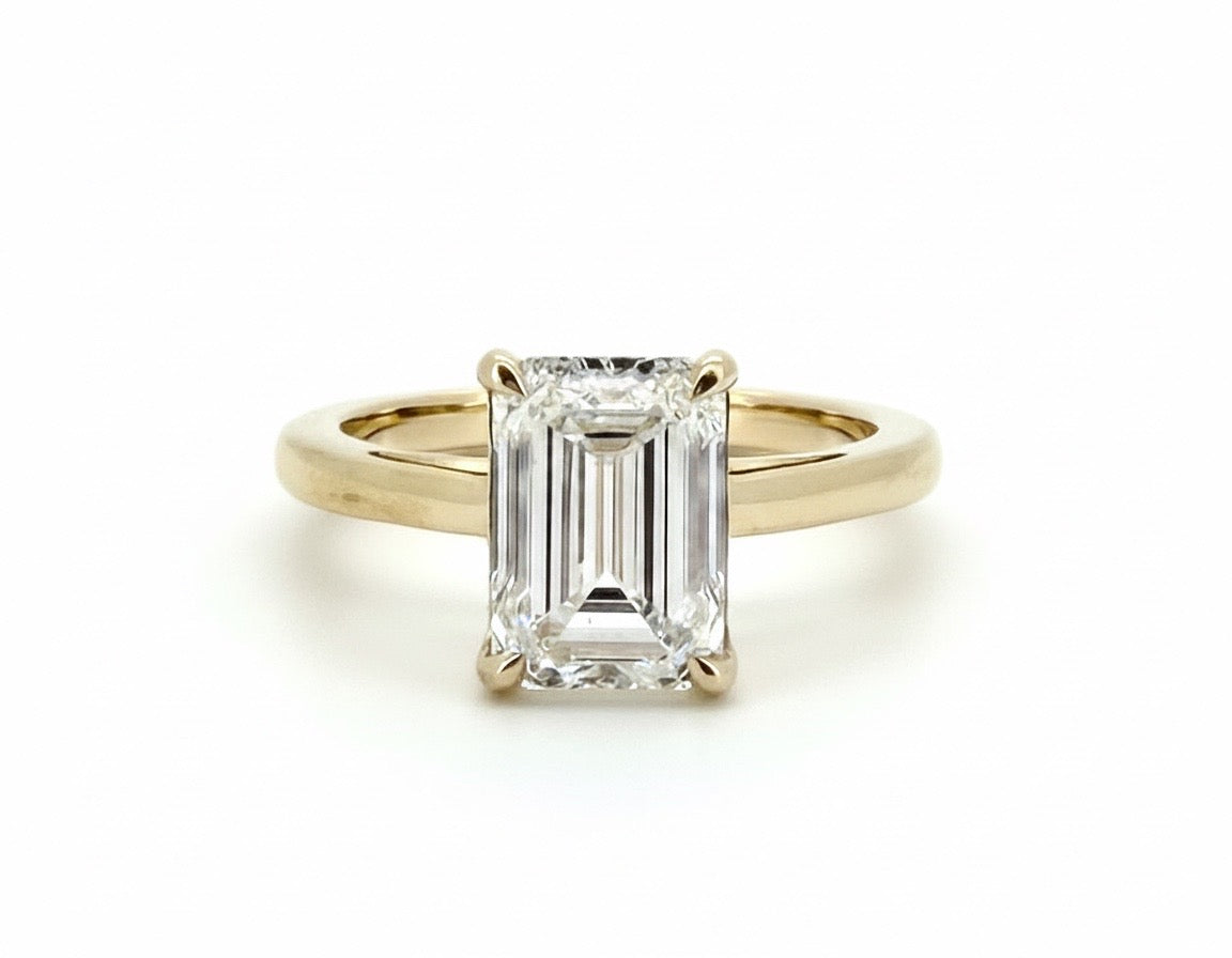3 Ct Emerald Cut Lab Diamond Engagement Ring Gold IGI Certified