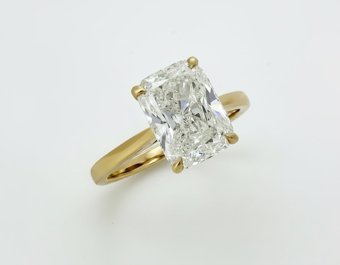 3 Ct Cushion Cut Solitaire Lab Diamond Ring Gold Engagement Ring IGI Certified