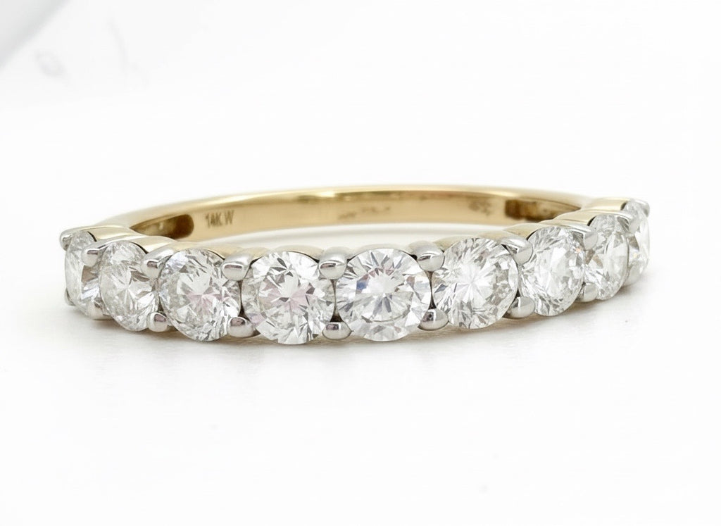 1.61 Ct Round Lab Diamond 9 Stone Anniversary Wedding Band