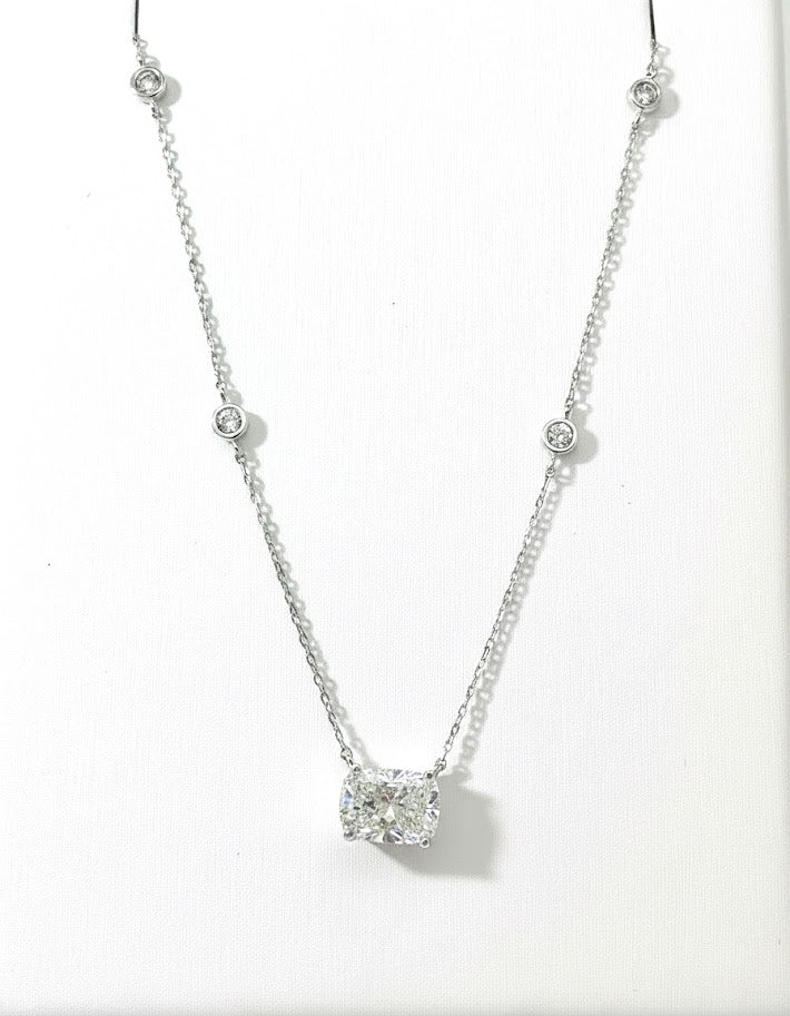 1.5 Ct Cushion Cut Lab Diamond Necklace - IGI Certified