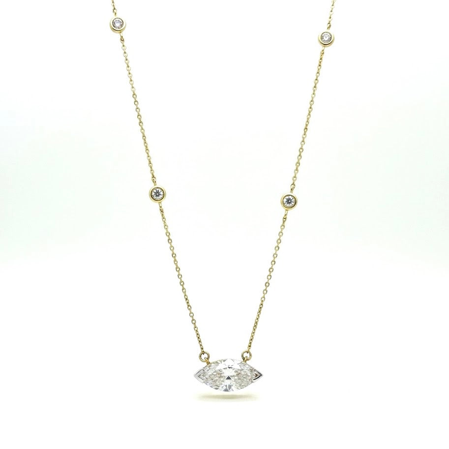 1.13 Ct Marquise Lab Diamond Necklace - IGI Certified