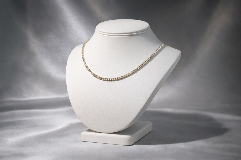 10 Ct Lab Diamond Gold Tennis Necklace
