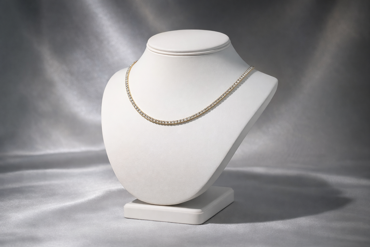 10 Ct Lab Diamond Gold Tennis Necklace
