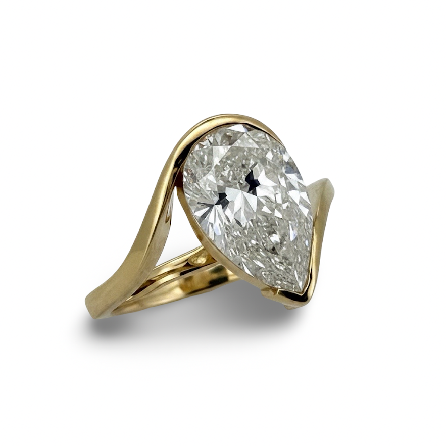 3 Ct Pear Bypass Lab Diamond Engagement Ring IGI Certified