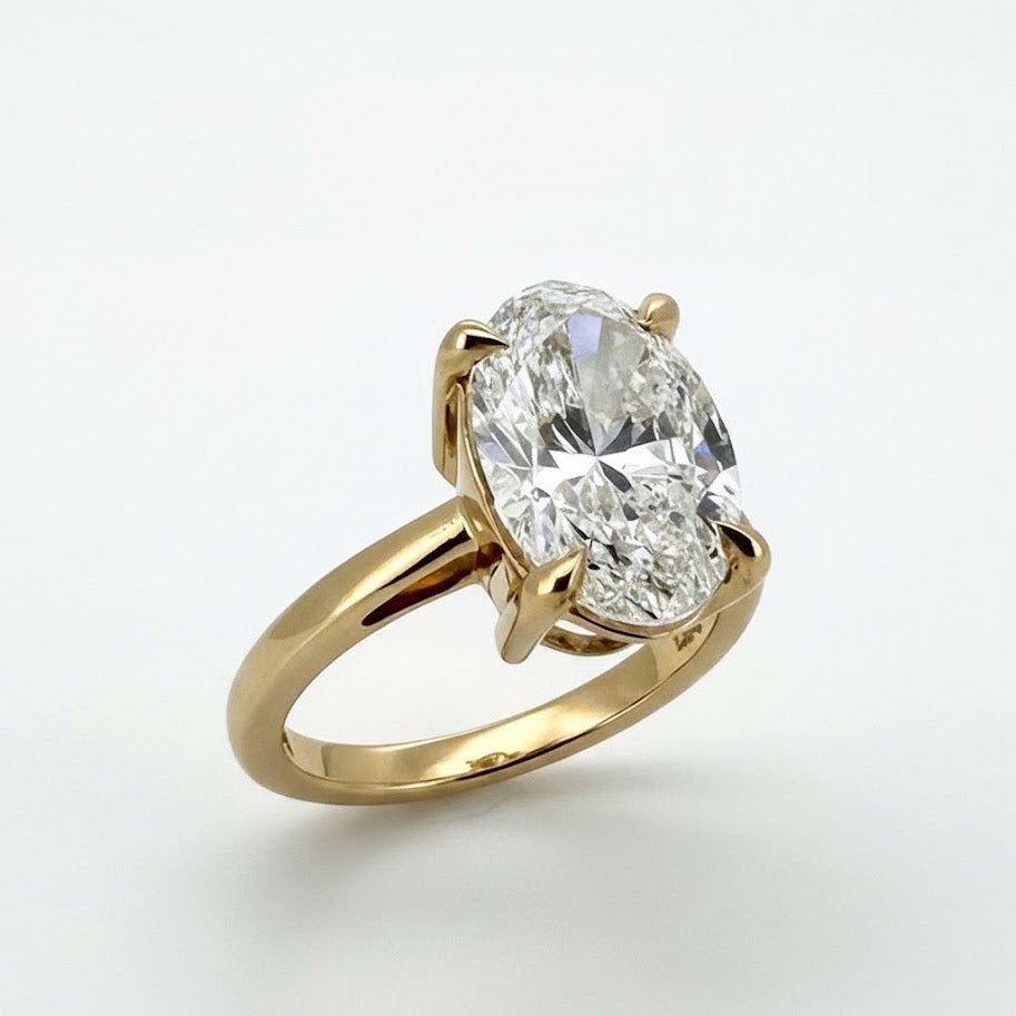 5 Ct Oval Lab Diamond Solitaire Engagement Ring - IGI Certified
