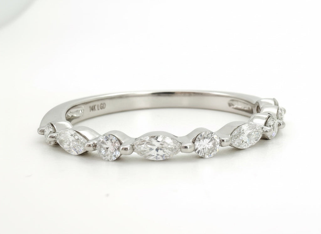 0.41 Ct Marquise Lab Diamond Gold Wedding Band