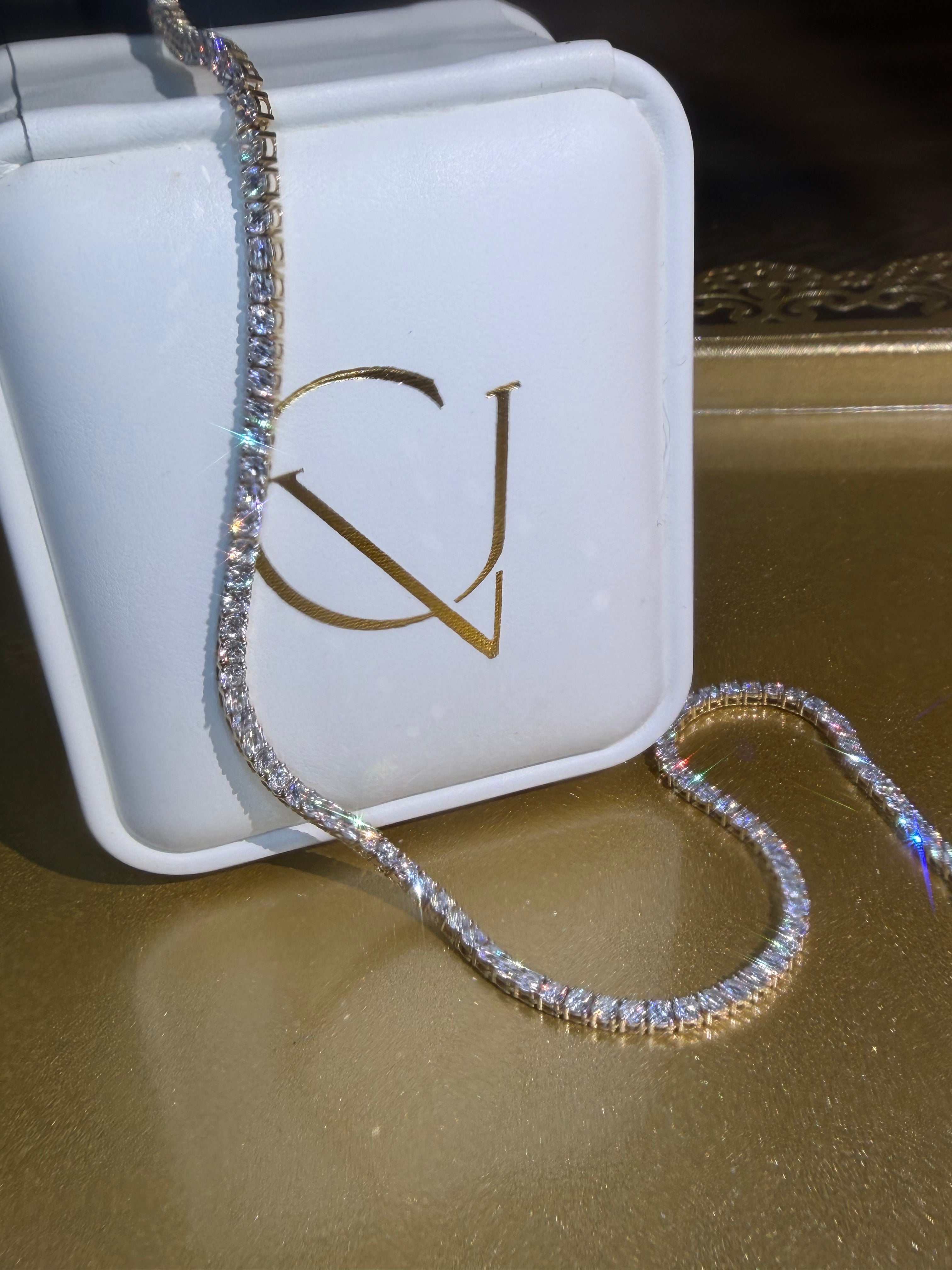 10 Ct Lab Diamond Gold Tennis Necklace