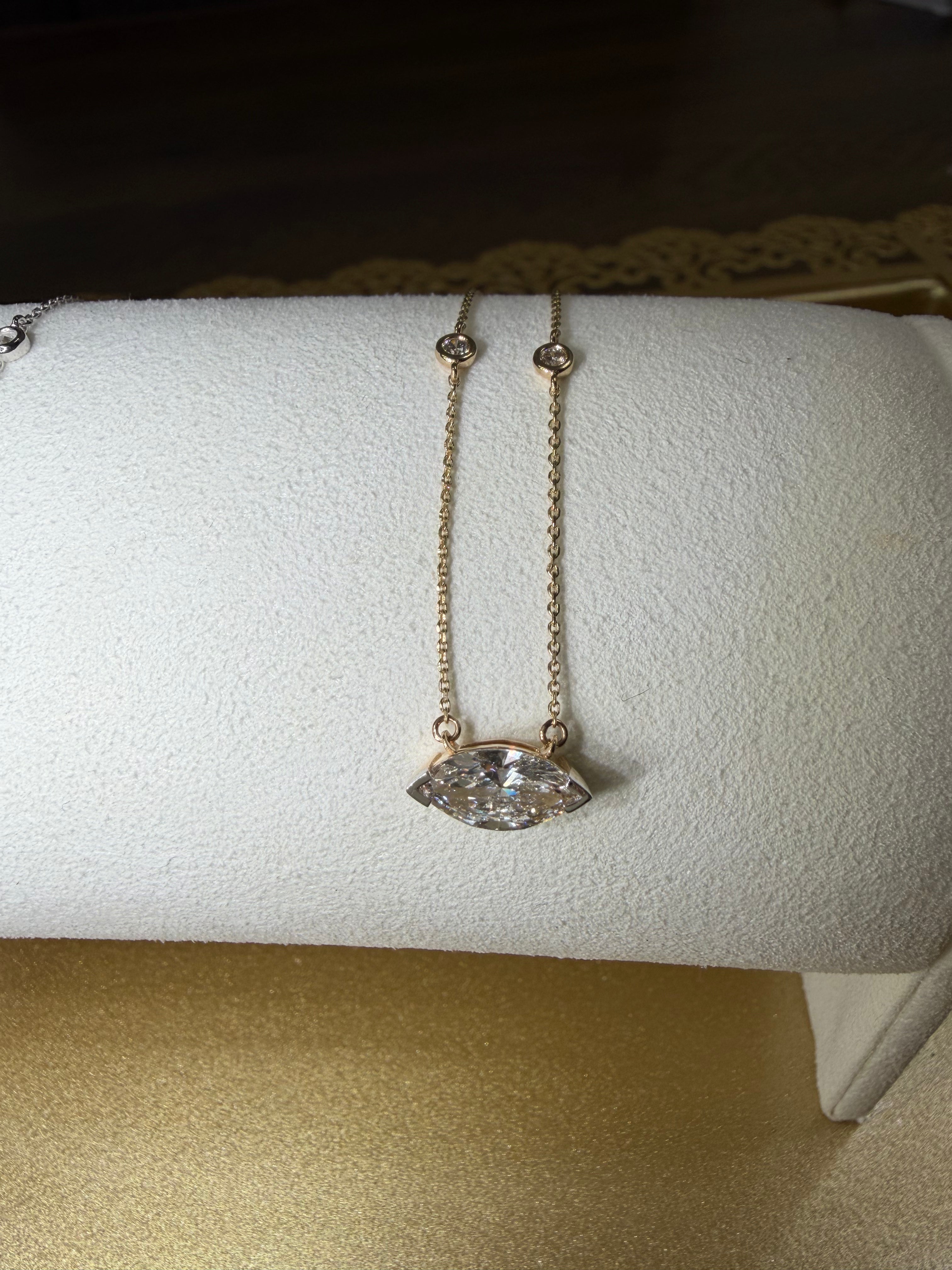 1.13 Ct Marquise Lab Diamond Necklace - IGI Certified