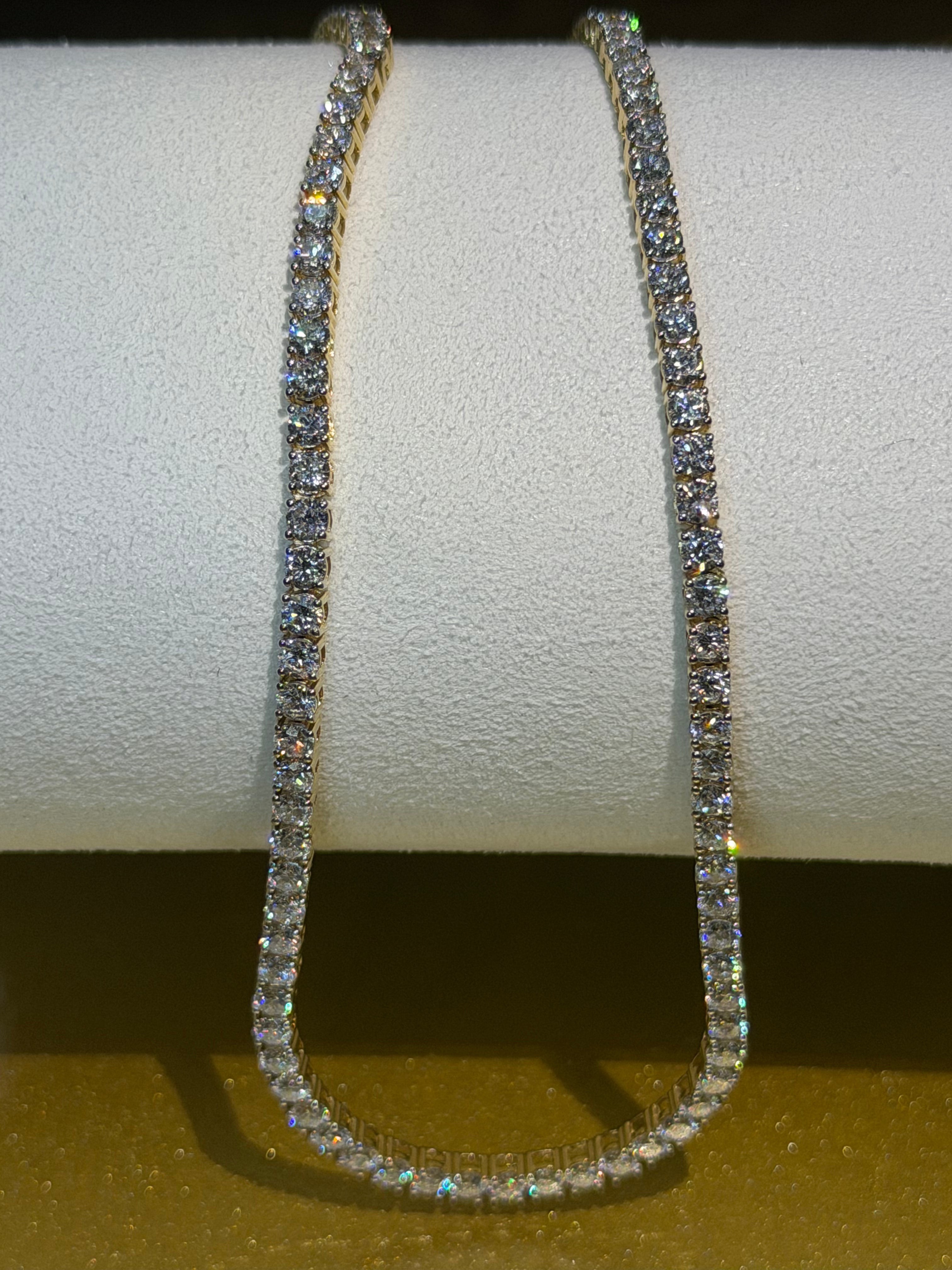 10 Ct Lab Diamond Gold Tennis Necklace
