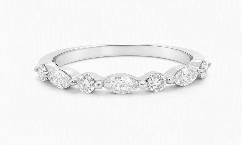 0.41 Ct Marquise Lab Diamond Wedding Band