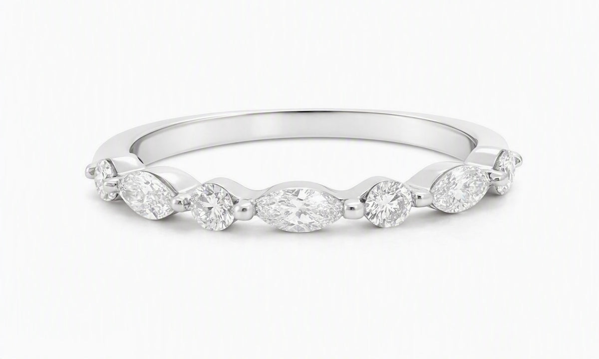 0.41 Ct Marquise Lab Diamond Wedding Band