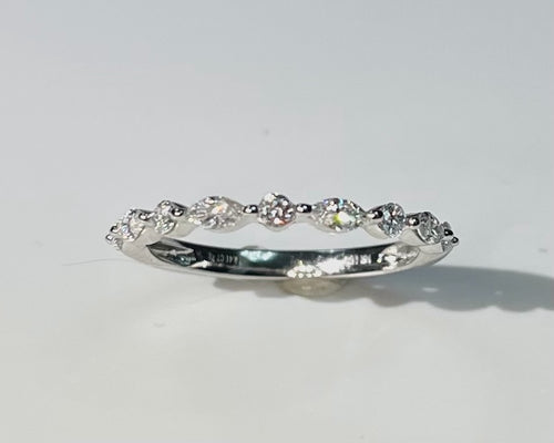 0.41 Ct Marquise Lab Diamond Gold Wedding Band
