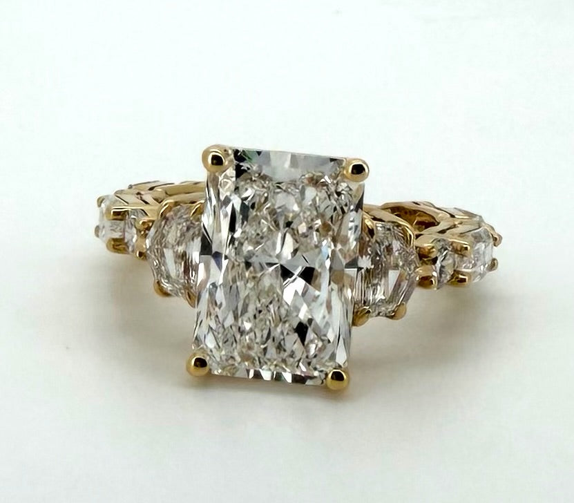 7.63 TCW Radiant Cut Lab Diamond Ring with Cadillac Sides IGI Certified