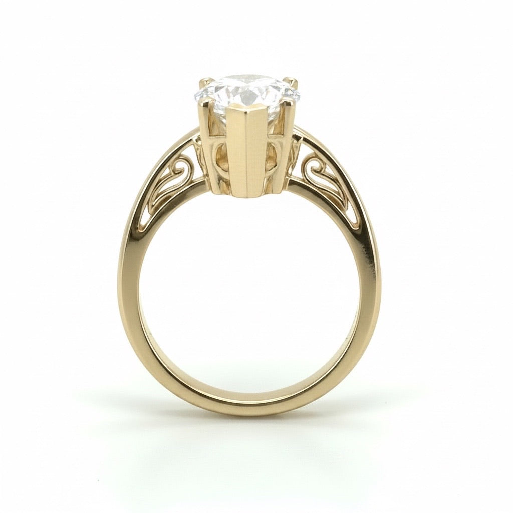4 Ct Pear Lab Diamond Solitaire Engagement Ring - IGI Certified