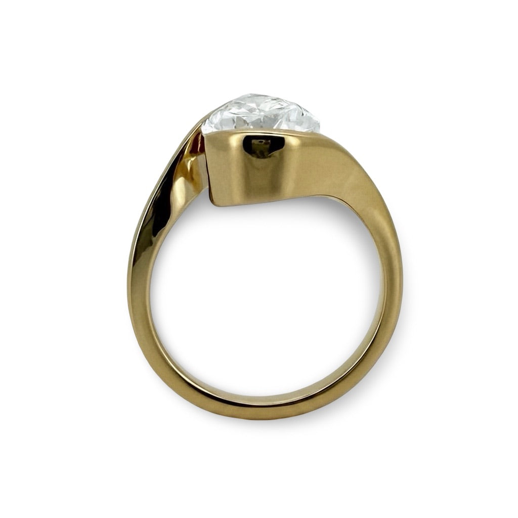 3 Ct Pear Bypass Lab Diamond Engagement Ring IGI Certified