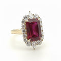 5 Ct Lab Ruby Radiant Ring Gold
