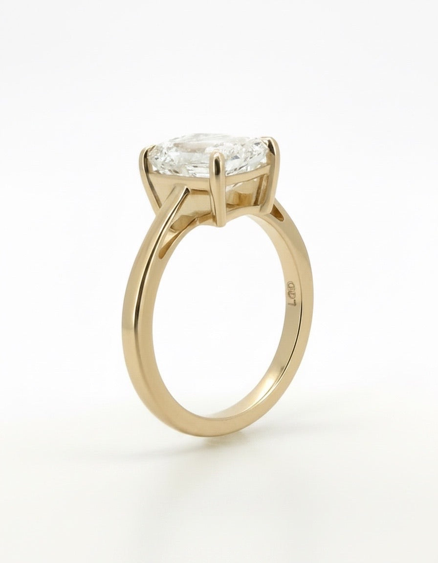 3 Ct Emerald Cut Lab Diamond Engagement Ring Gold IGI Certified