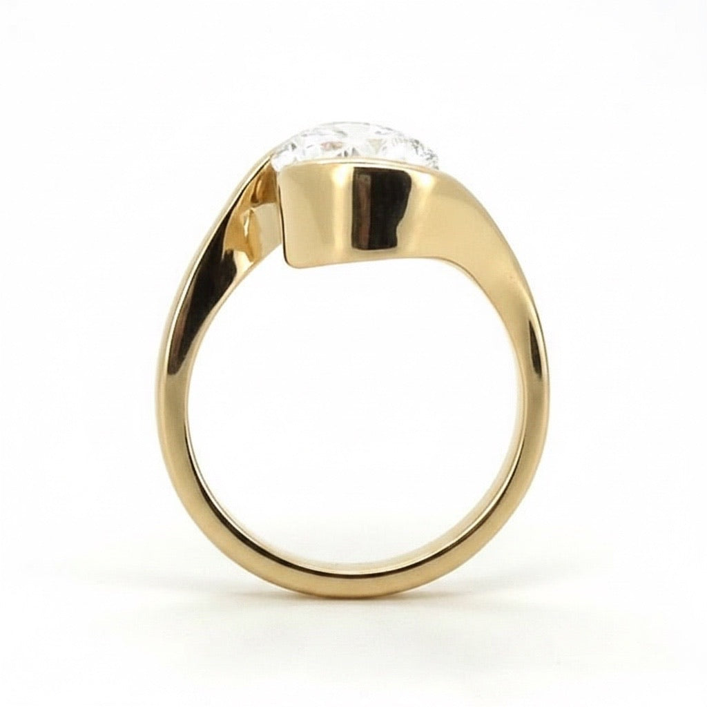 3 Ct Pear Bypass Lab Diamond Engagement Ring IGI Certified
