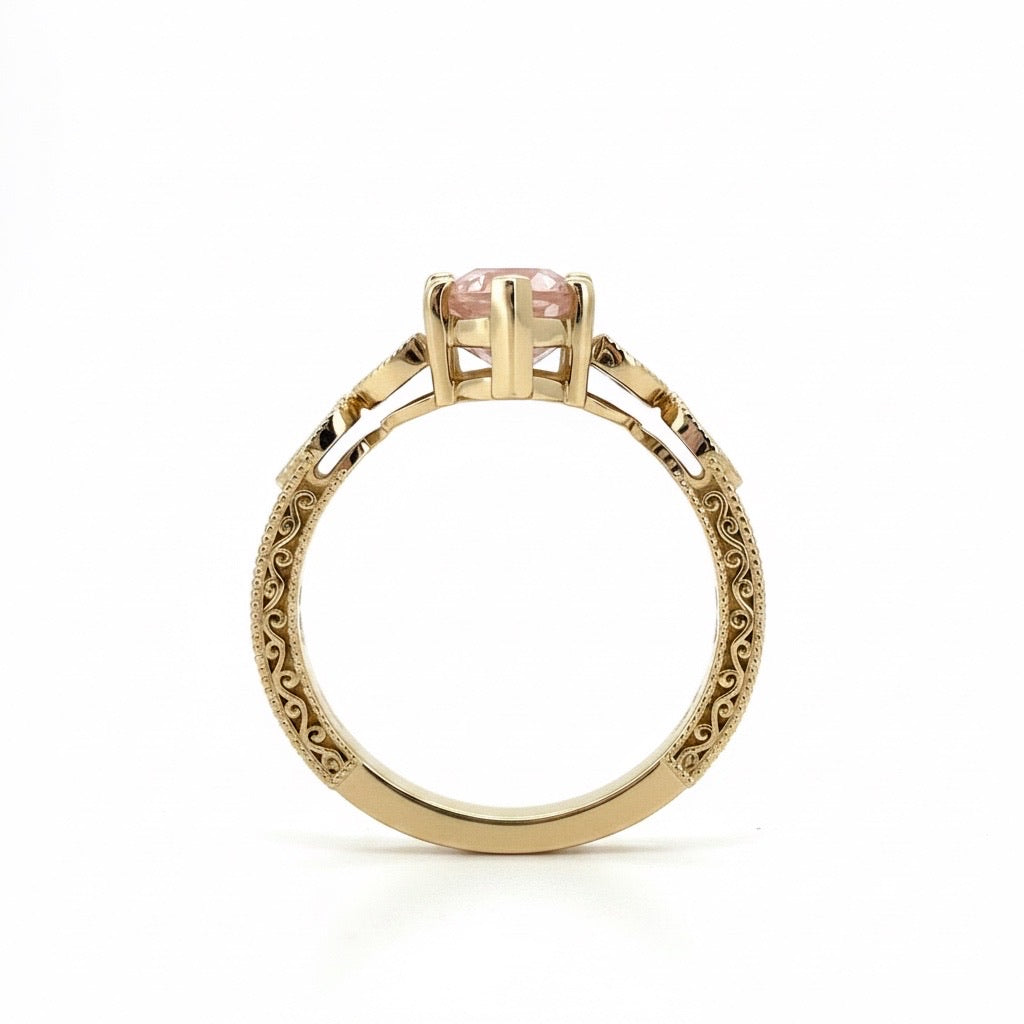 2.7 Ct Fancy Intense Pink Marquise Antique Style Gold Ring IGI Certified