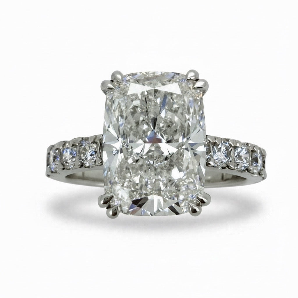 4.87 Ct Cushion Cut Lab Diamond Engagement Ring Gold IGI Certified