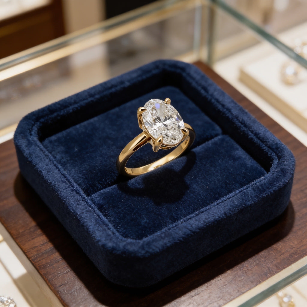 4 Ct Oval Lab Diamond Engagement Ring Gold IGI Certified
