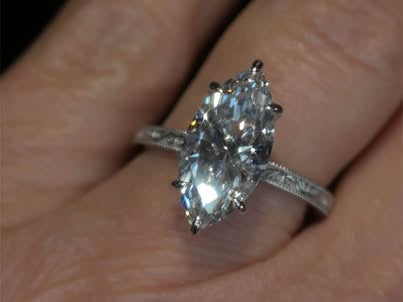 3.09 Carat Marquise Lab Diamond Antique Style Ring IGI Certified