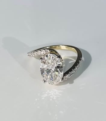 3 Ct Oval Lab Diamond Bypass Engagement Ring IGI Certified