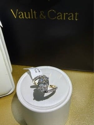 3 Ct Oval Lab Diamond Bypass Engagement Ring IGI Certified