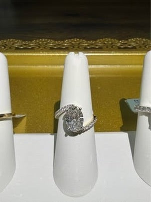 3 Ct Oval Lab Diamond Bypass Engagement Ring IGI Certified