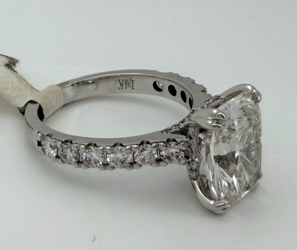 4.87 Ct Cushion Cut Lab Diamond Engagement Ring Gold IGI Certified