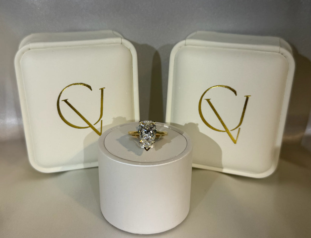 4 Ct Pear Lab Diamond Solitaire Engagement Ring - IGI Certified