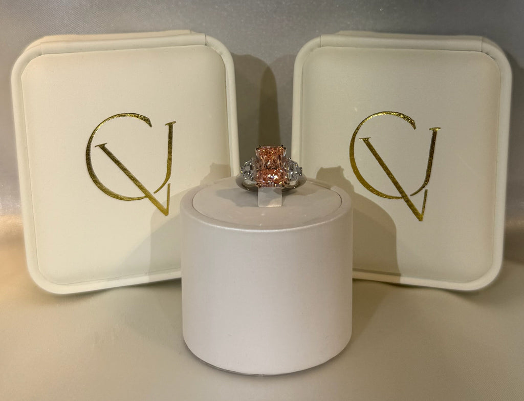 4.86 Carat Vivid Pink Radiant Lab Diamond Ring Gold