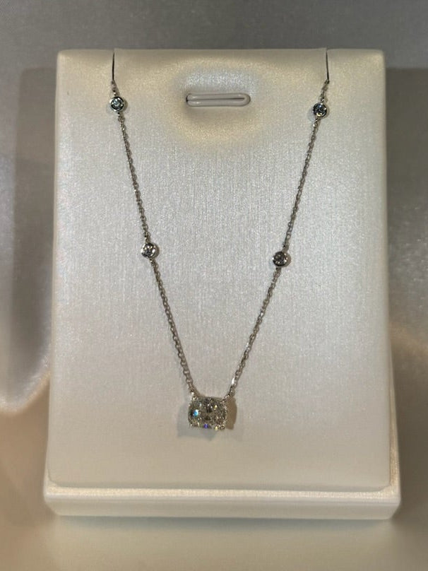 1.5 Ct Cushion Cut Lab Diamond Necklace - IGI Certified