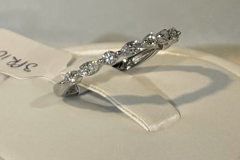 0.41 Ct Marquise Lab Diamond Gold Wedding Band