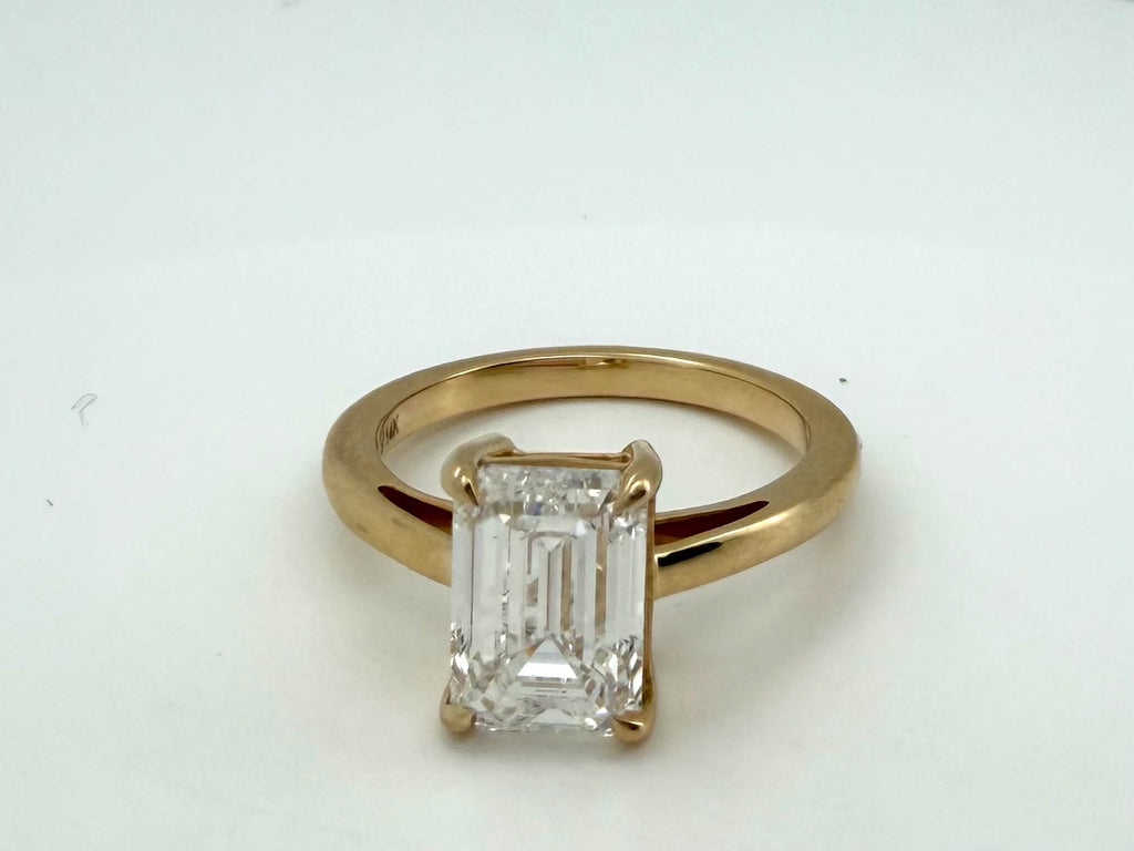 3 Ct Emerald Cut Lab Diamond Engagement Ring Gold IGI Certified