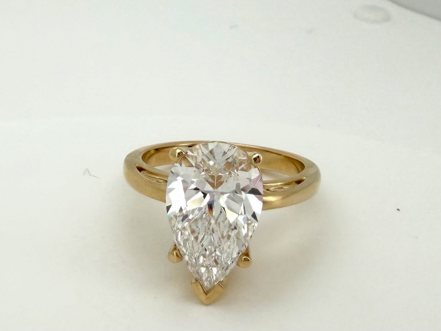 4 Ct Pear Lab Diamond Solitaire Engagement Ring - IGI Certified