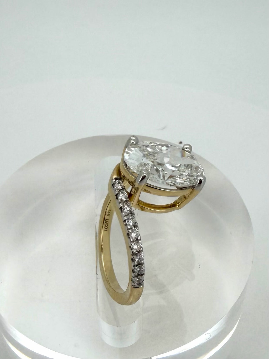 3 Ct Oval Lab Diamond Bypass Engagement Ring IGI Certified