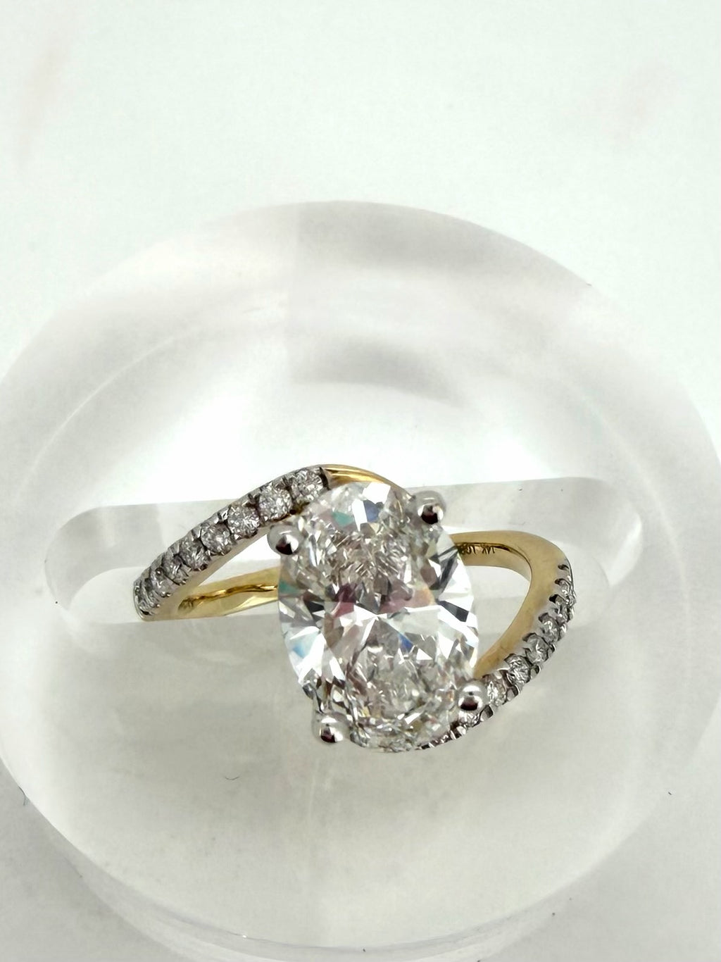 3 Ct Oval Lab Diamond Bypass Engagement Ring IGI Certified