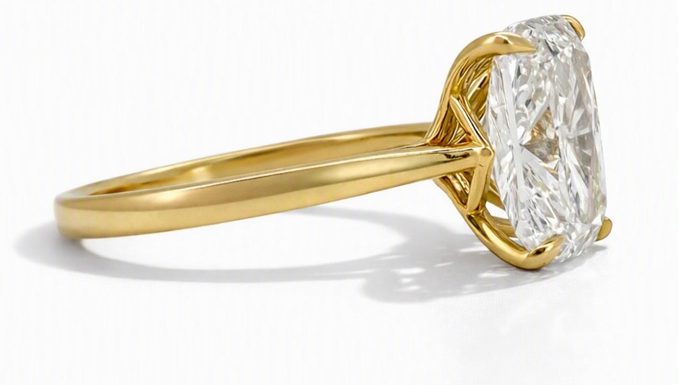 3 Ct Cushion Cut Solitaire Lab Diamond Ring Gold Engagement Ring IGI Certified