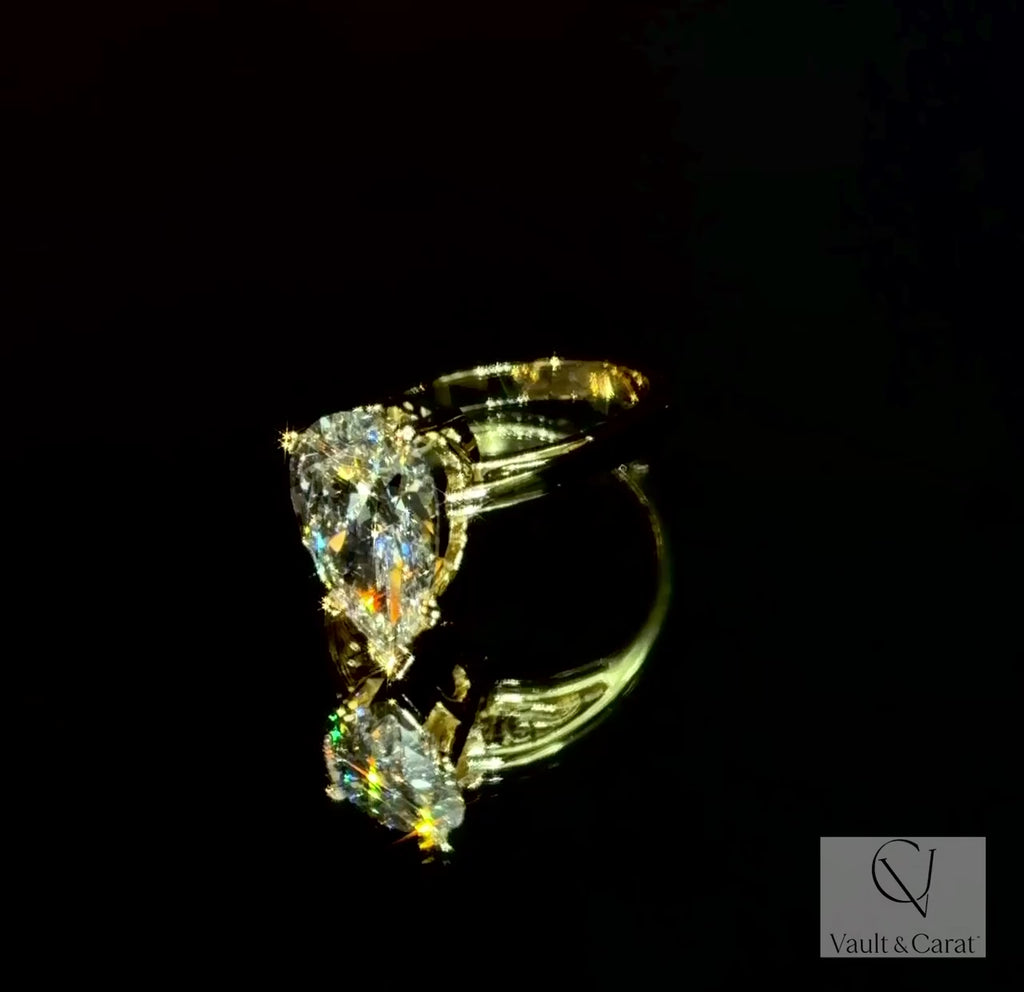 4 Ct Pear Lab Diamond Solitaire Engagement Ring - IGI Certified