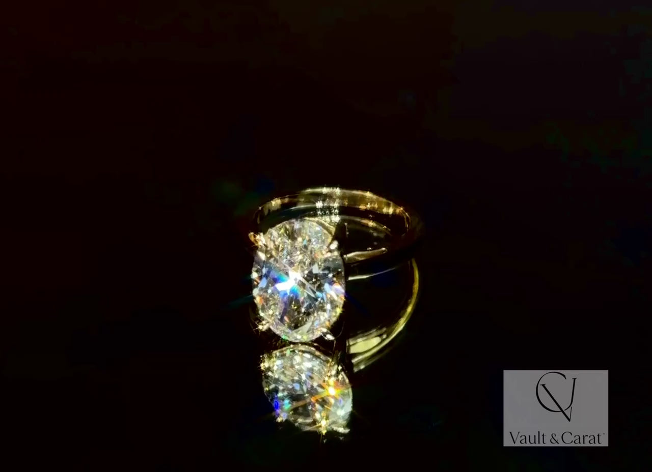 5 Ct Oval Lab Diamond Solitaire Engagement Ring - IGI Certified