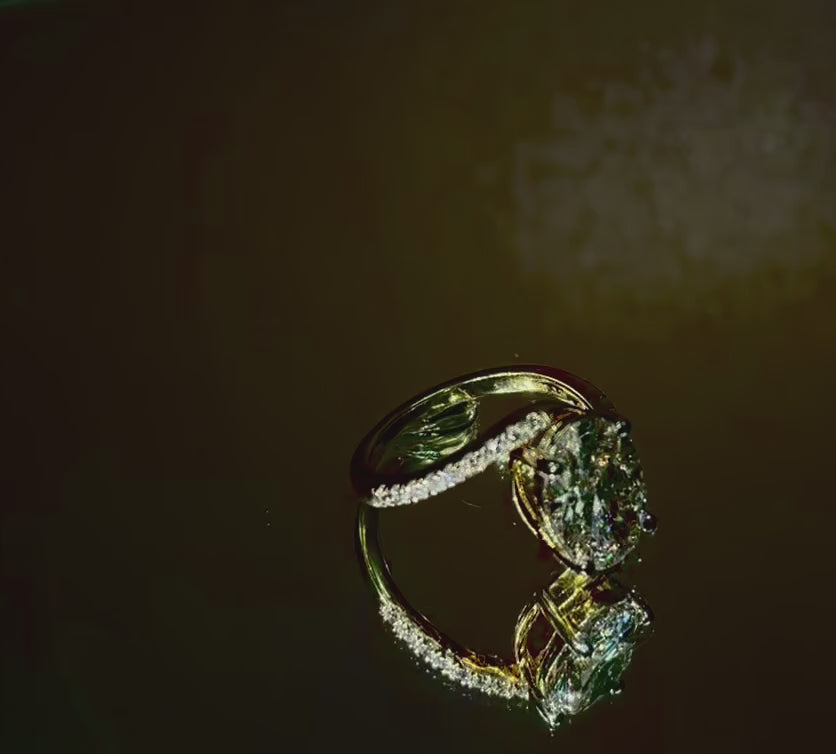 3 Ct Oval Lab Diamond Bypass Engagement Ring IGI Certified