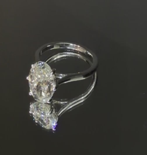 4 Ct Oval Lab Diamond Engagement Ring Gold IGI Certified