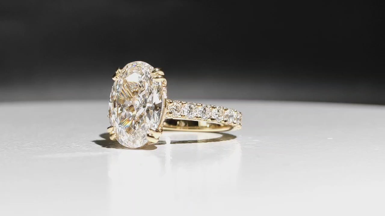 3 Ct Oval Lab Diamond Ring IGI Certified with .87 Carats Side Diamonds